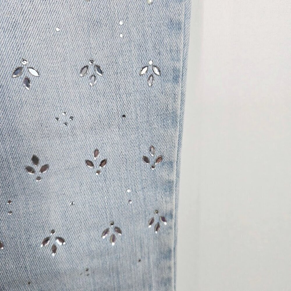PAIGE Verdugo Jeans size 26 NAOMI CRYSTAL EMBELLISHED LIGHT WASH Ultra Skinny - Picture 5 of 12